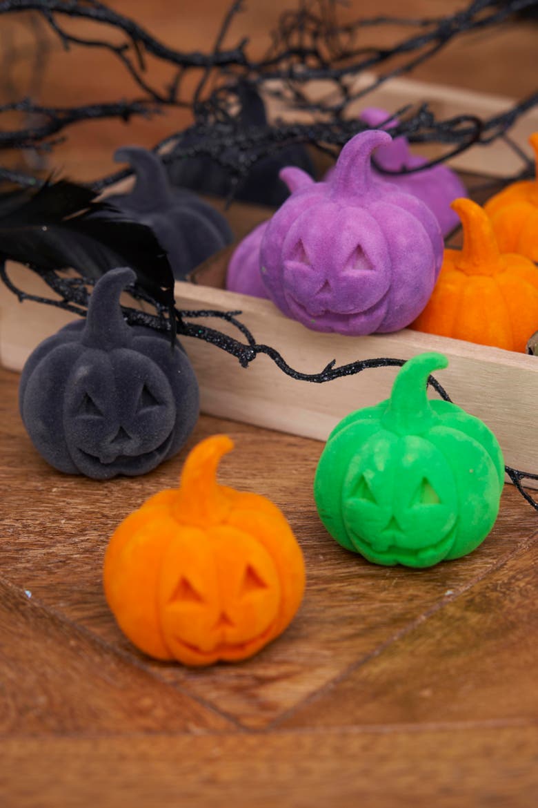 Flocked Jack-O-Lantern In Box Figurines Assortment of 12, Alternate, color, Orange