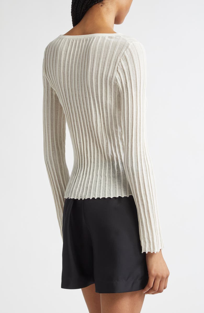 LOULOU DE SAISON Mabille Rib Long Sleeve Top, Alternate, color, Ivory