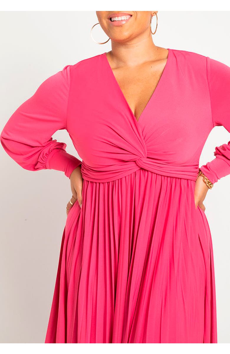 ELOQUII Knot Front Pleated Skirt Dress, Alternate, color, Lilac Rose