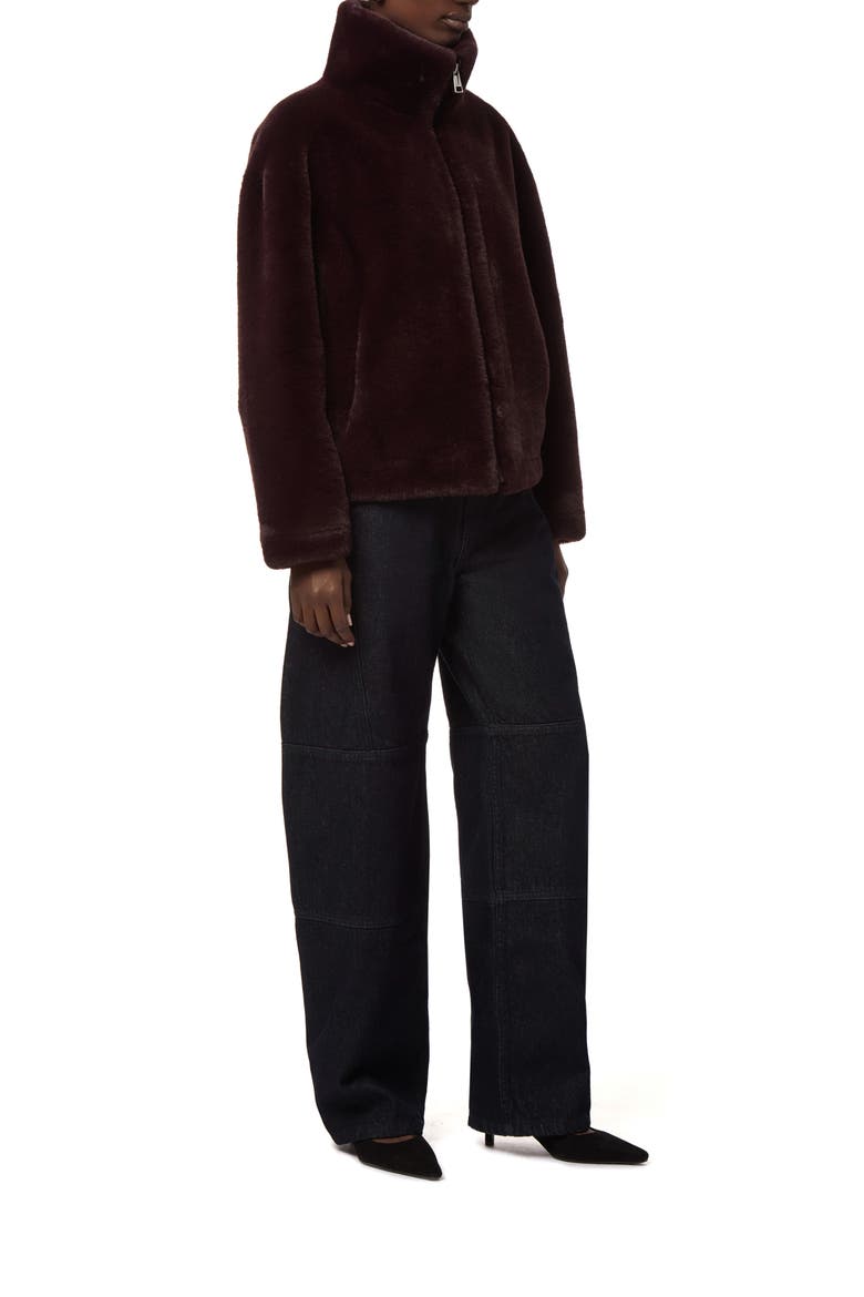 Brooks Faux Fur Coat, Alternate, color, BURGUNDY
