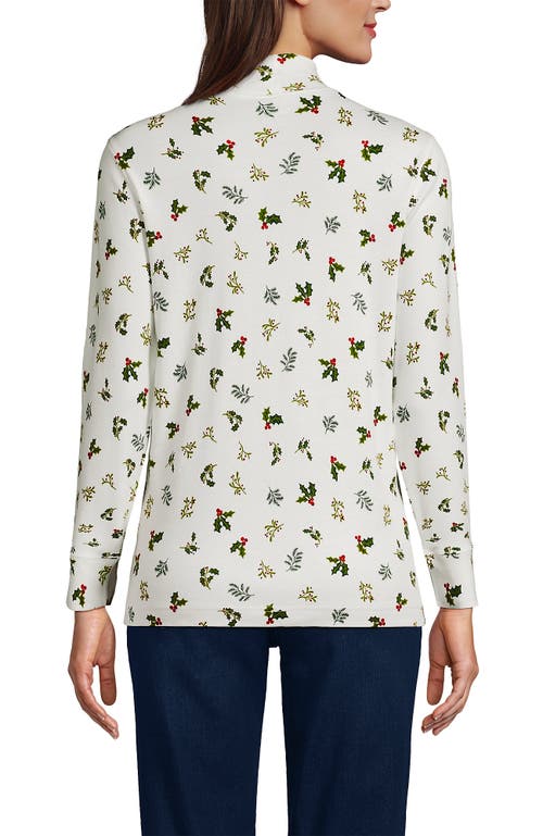 Lands' End Relaxed Cotton Long Sleeve Mock Turtleneck In White