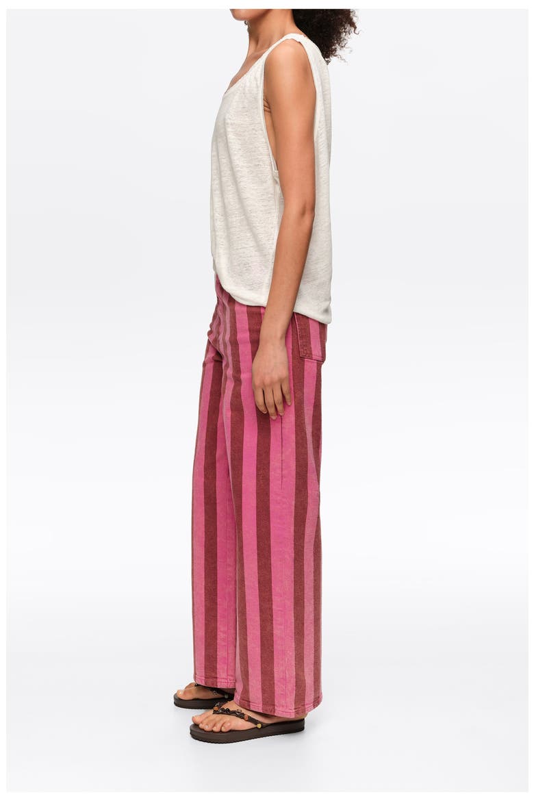 Low-Rise 5-Pocket -Striped Denim Trousers, Alternate, color, PINK