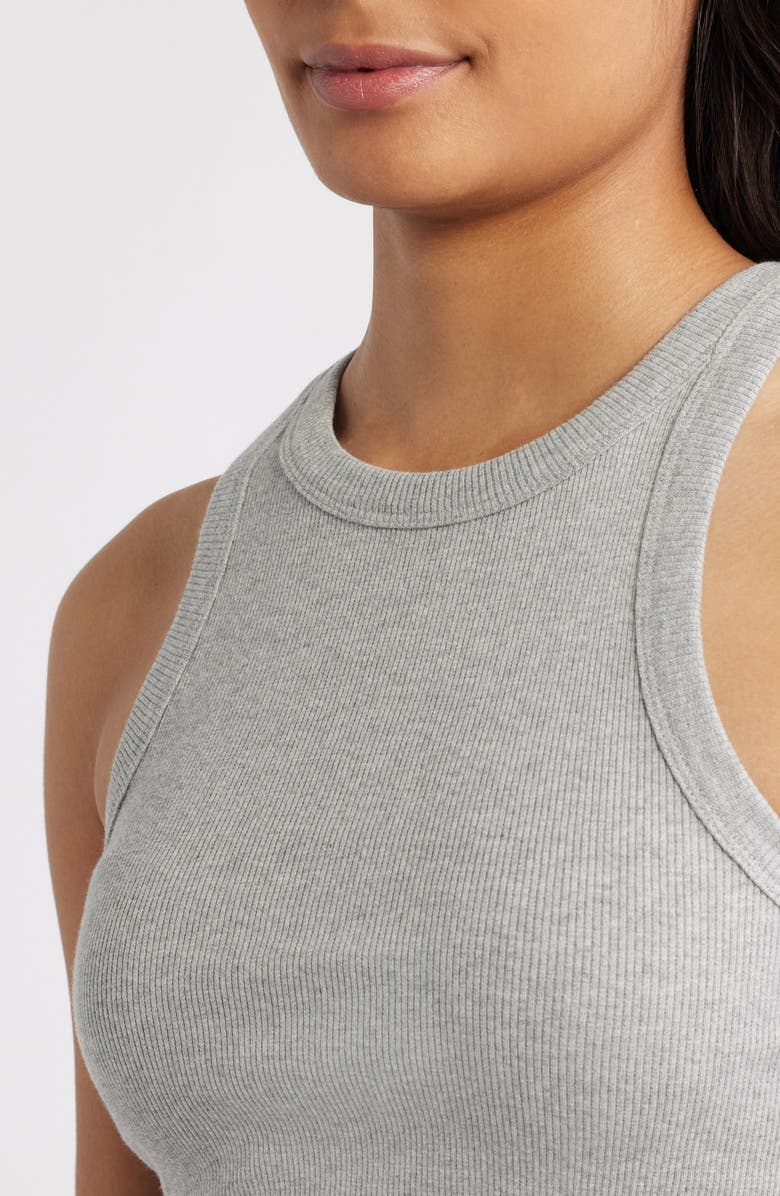 Mavi Jeans Rib Stretch Cotton Tank, Alternate, color, Light Grey Melange