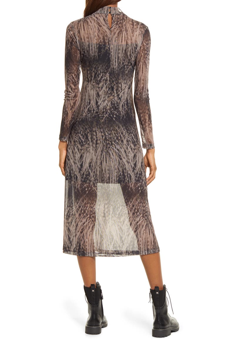 Hanna Pembury Print Long Sleeve Midi Dress, Alternate, color, MINK PINK