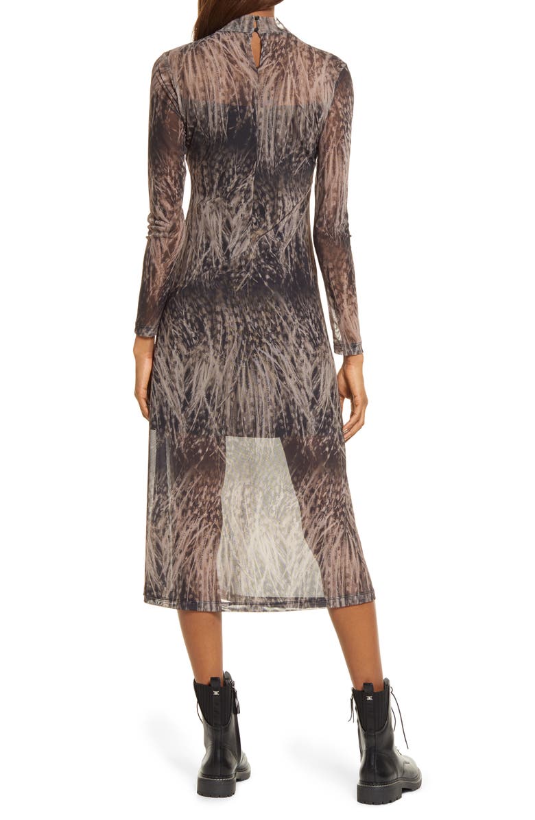 AllSaints Hanna Pembury Print Long Sleeve Midi Dress, Alternate, color, 