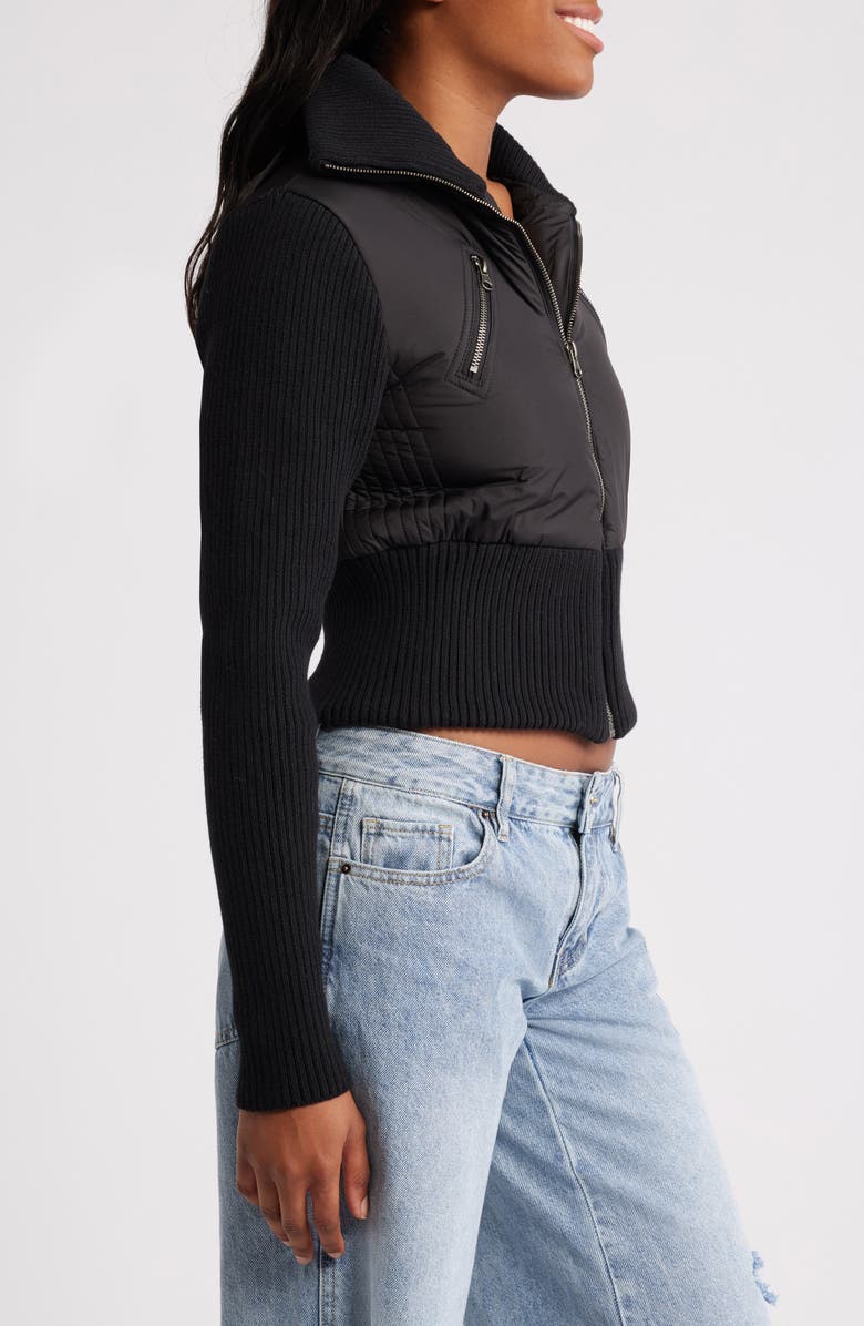 BDG Urban Outfitters Shrunken Mixed Media Jacket, Alternate, color, Black