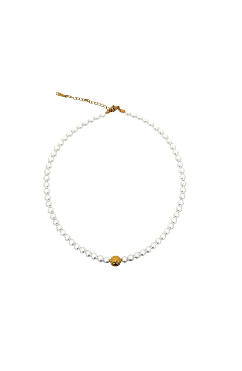 Gemini Jewelry Faux Pearl Beaded Necklace with Gold Accent, Alternate, color, Yellow