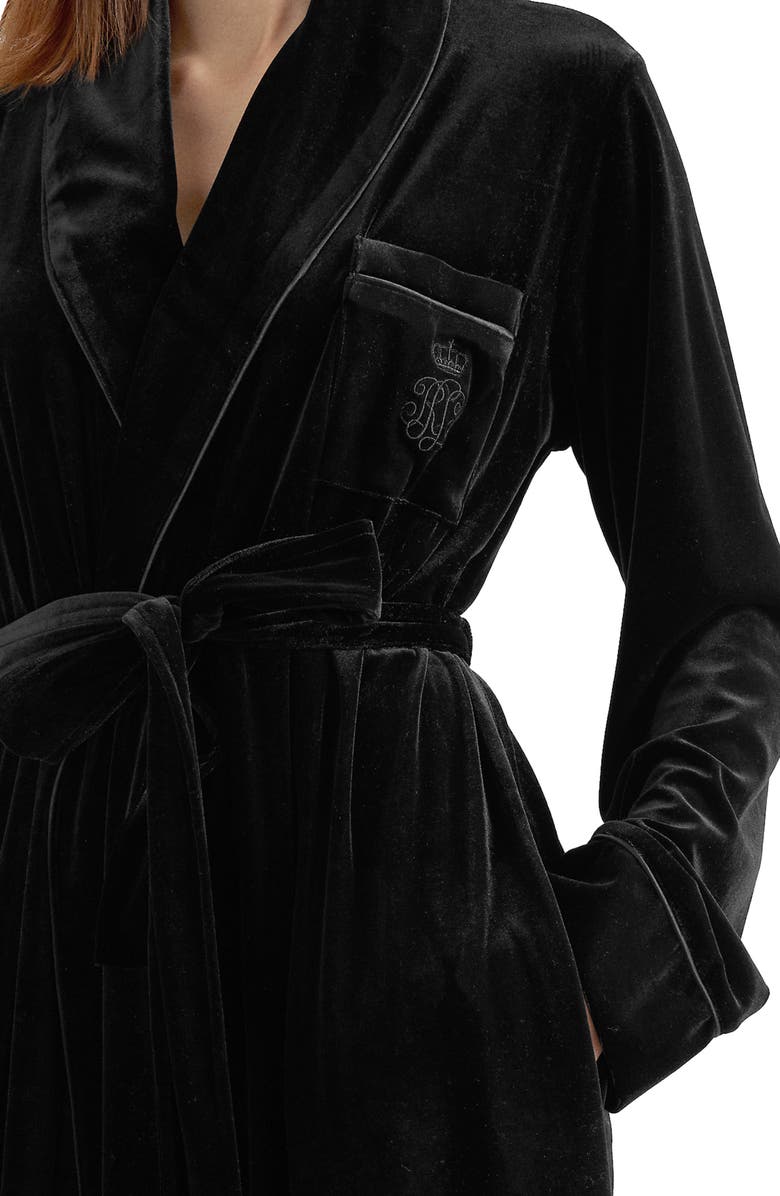 Lauren Ralph Lauren Shawl Collar Long Velvet Robe, Alternate, color, 