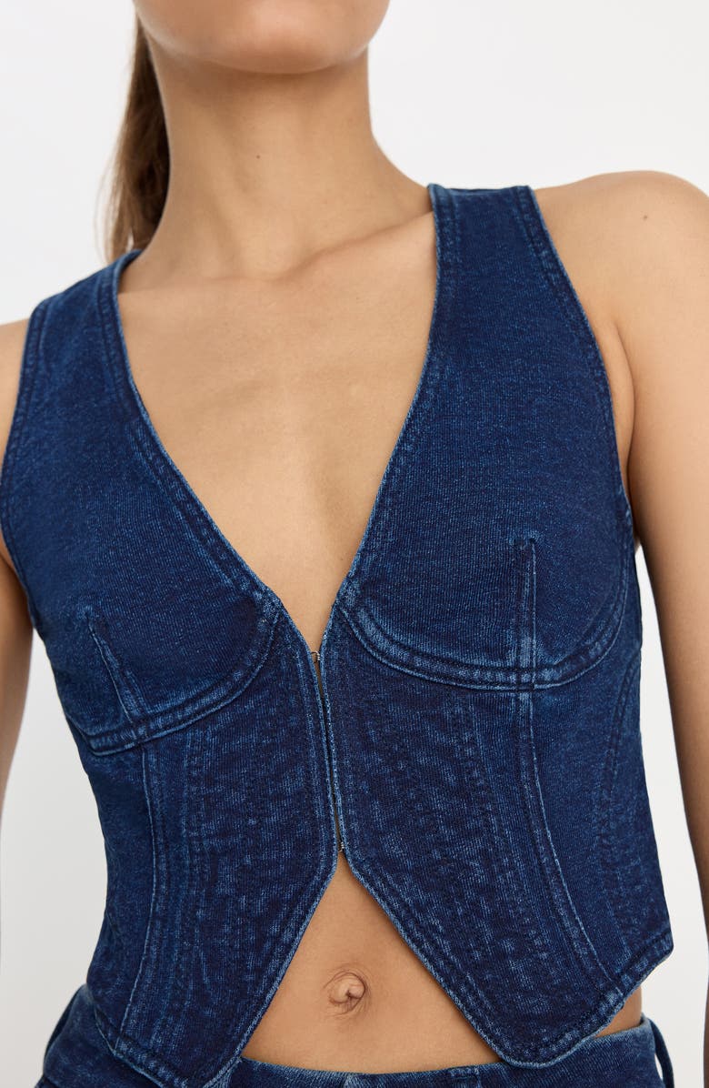 Good American Jeanius French Terry Vest, Alternate, color, Indigo377
