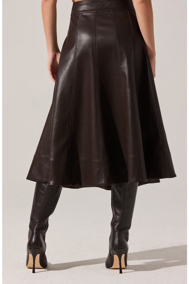 Zhuri Faux Leather A-Line Midi Skirt, Alternate, color, DARK BROWN
