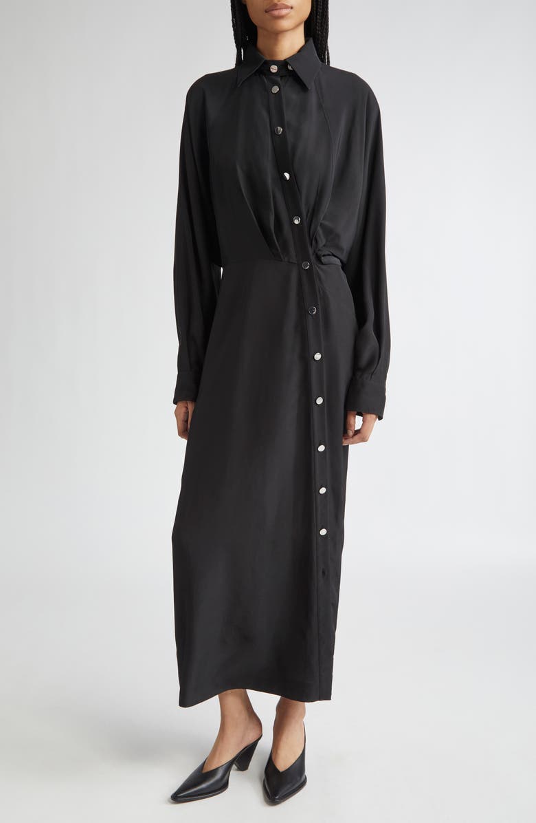 SPORTMAX Maranta Long Sleeve Maxi Shirtdress, Main, color, Black