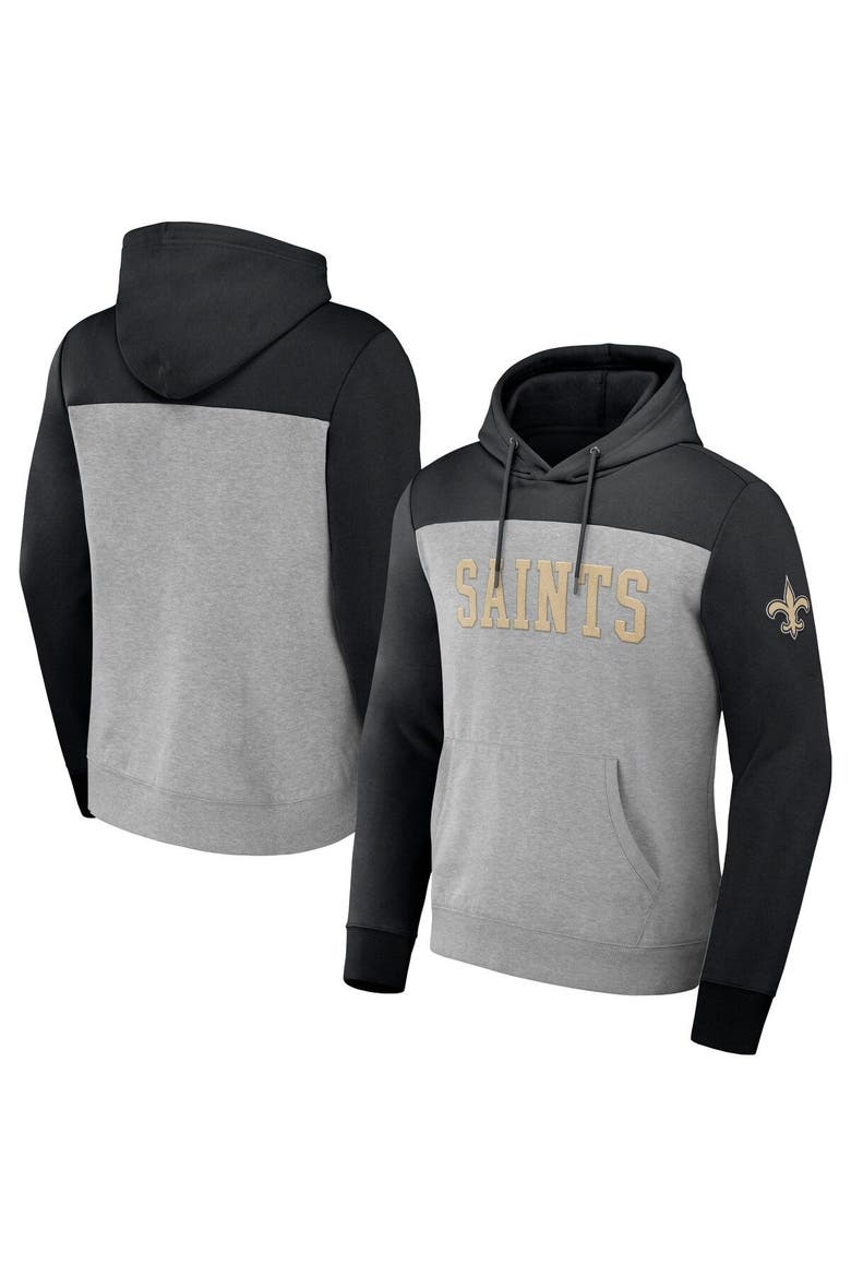 Men's NFL x Darius Rucker Collection by Fanatics Heather Gray New Orleans Saints Color Blocked Pullover Hoodie, Main, color, Heather Gray