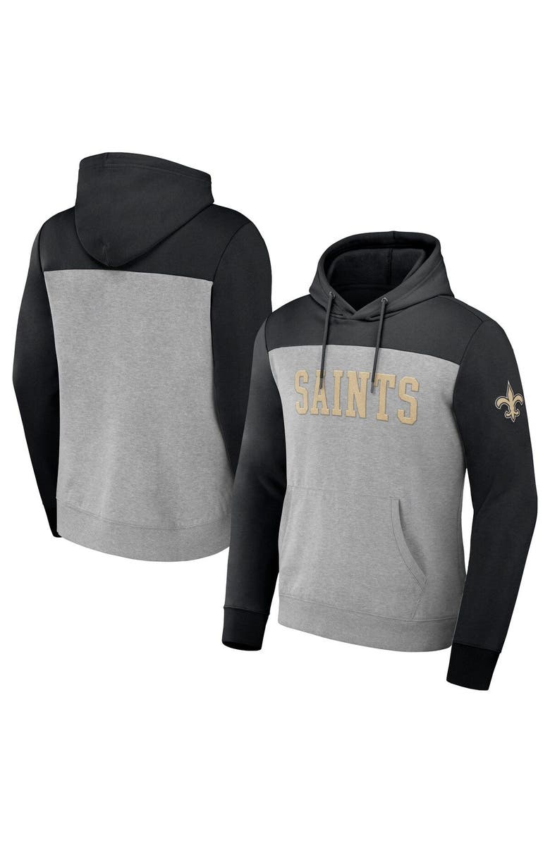 NFL X DARIUS RUCKER Men's NFL x Darius Rucker Collection by Fanatics Heather Gray New Orleans Saints Color Blocked Pullover Hoodie, Main, color, Heather Gray