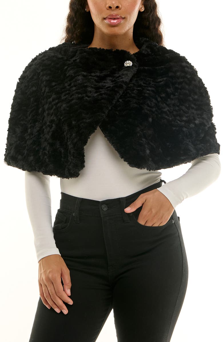 Nina Leonard Faux Fur Bolero, Main, color, Black