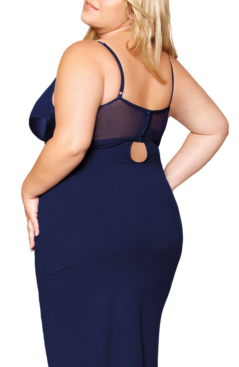 Dreamgirl Mixed Media Underwire Midi Nightgown, Alternate, color, 