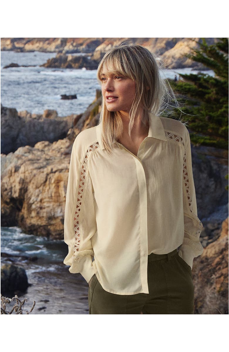 Lands' End Voile Shirred Trim Insert Shirt, Alternate, color, 