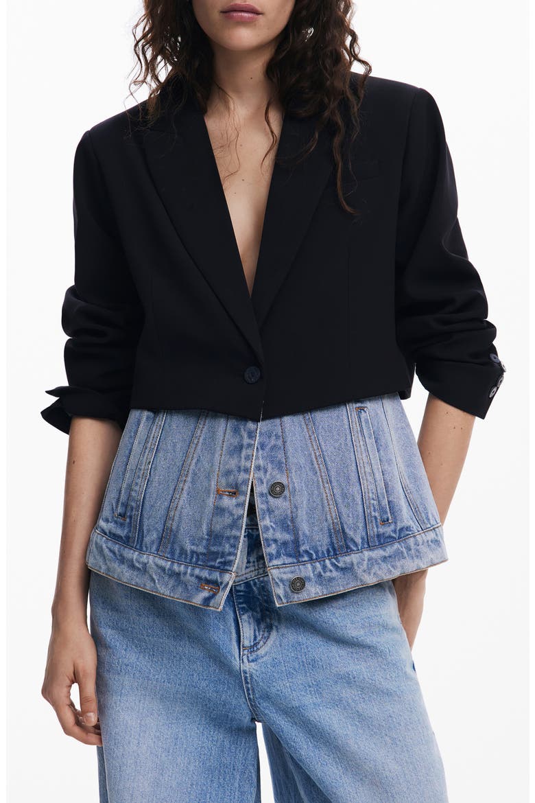 Straight Cut Half Blazer, Main, color, BLACK