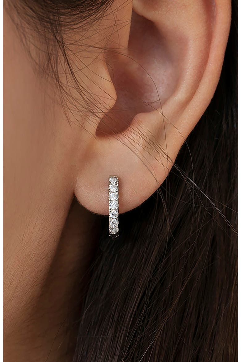 Small Multi Cubic Zirconia Huggie Earrings, Alternate, color, Silver