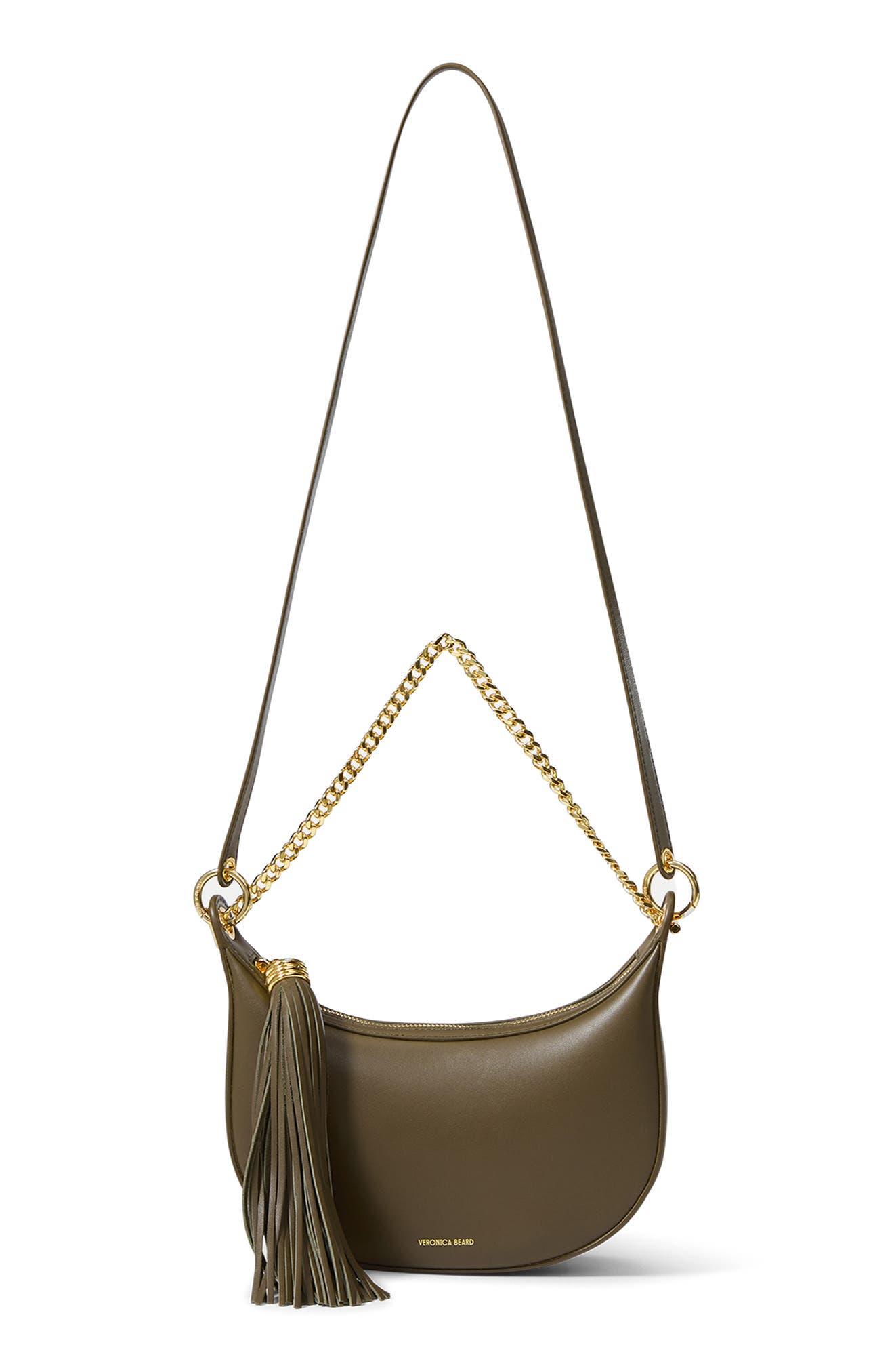 Veronica Beard Small Fortune Leather Shoulder Bag, Alternate, color, Cypress