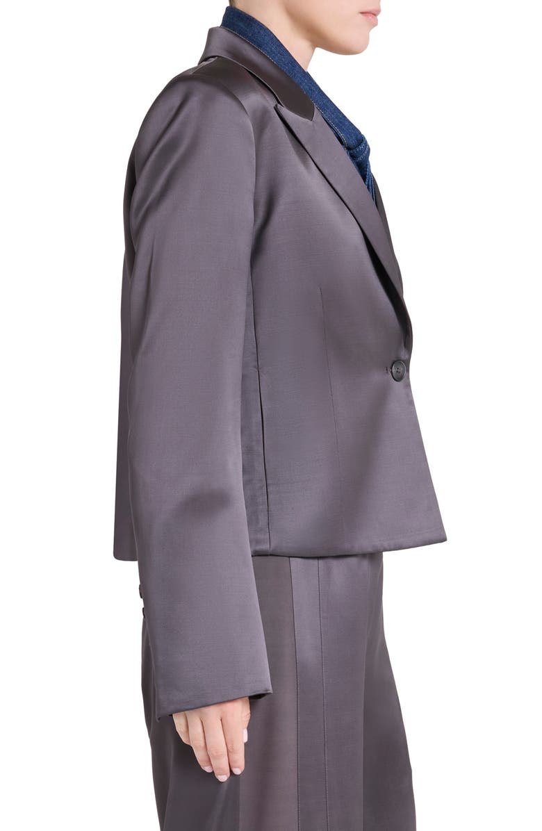 TWP Sawyer Boxy Crop Satin Blazer, Alternate, color, Chocolate Torte