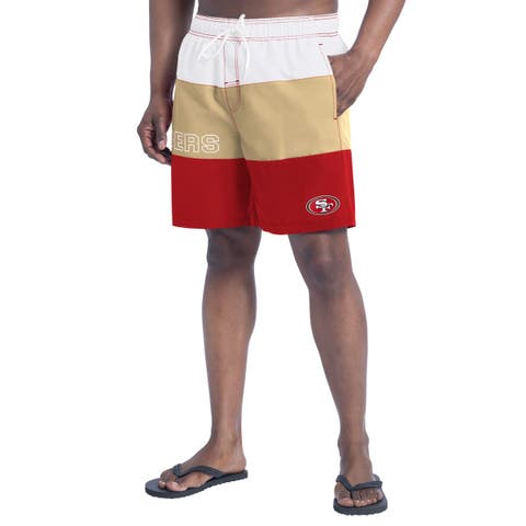 Men's G-III Sports by Carl Banks  Scarlet/Gold San Francisco 49ers Sunrise Volley Swim Shorts