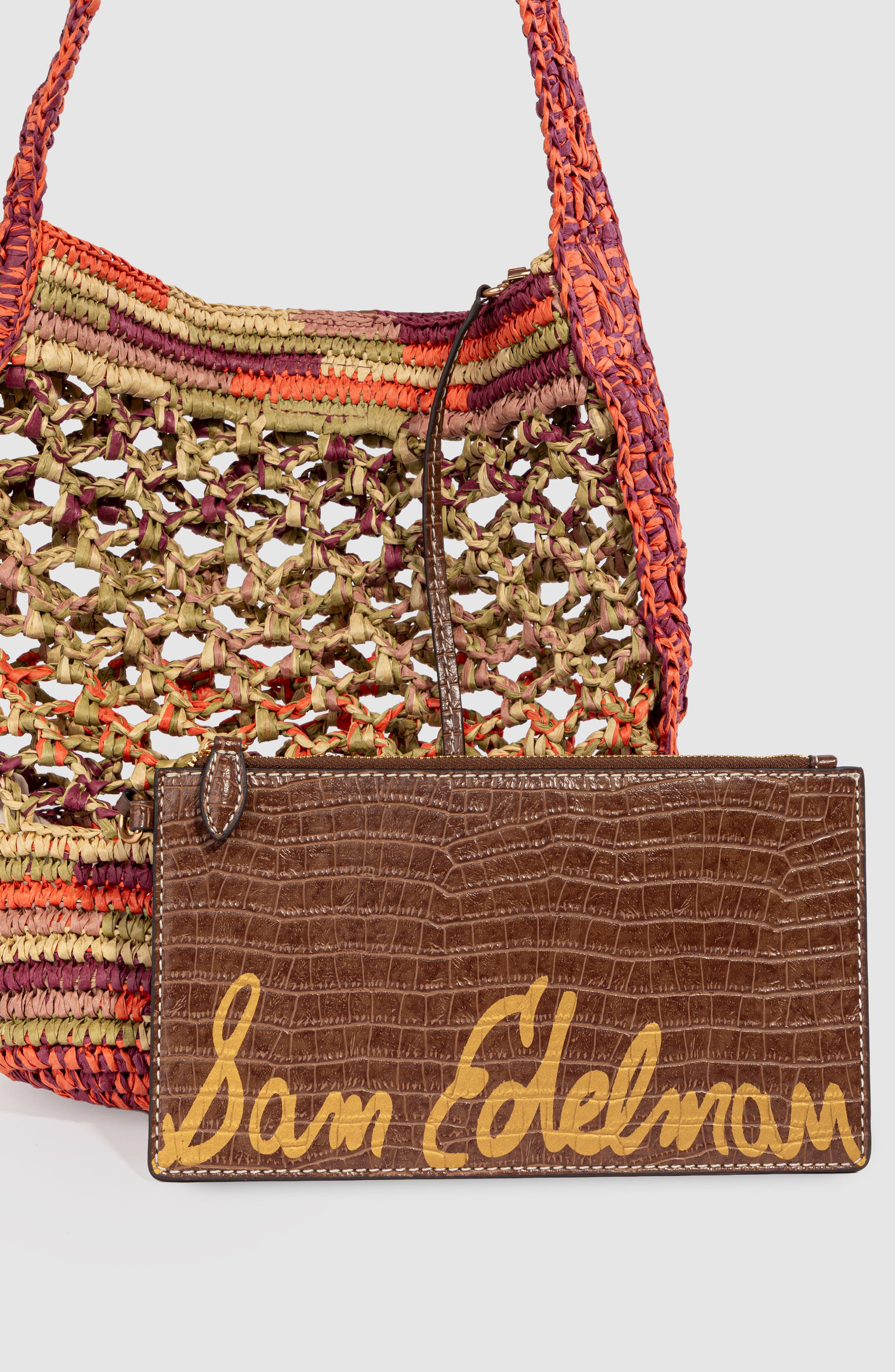 Remi Raffia Bucket Bag, Alternate, color, RUST