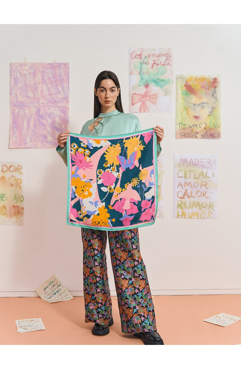 Lost Pattern FRIDA x LOST PATTERN "Frida's Garden" Silk Bandana Scarf, Alternate, color, Purple