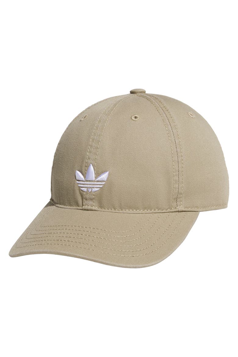 Relaxed Trefoil Cotton Baseball Cap, Main, color, DARK BEIGE