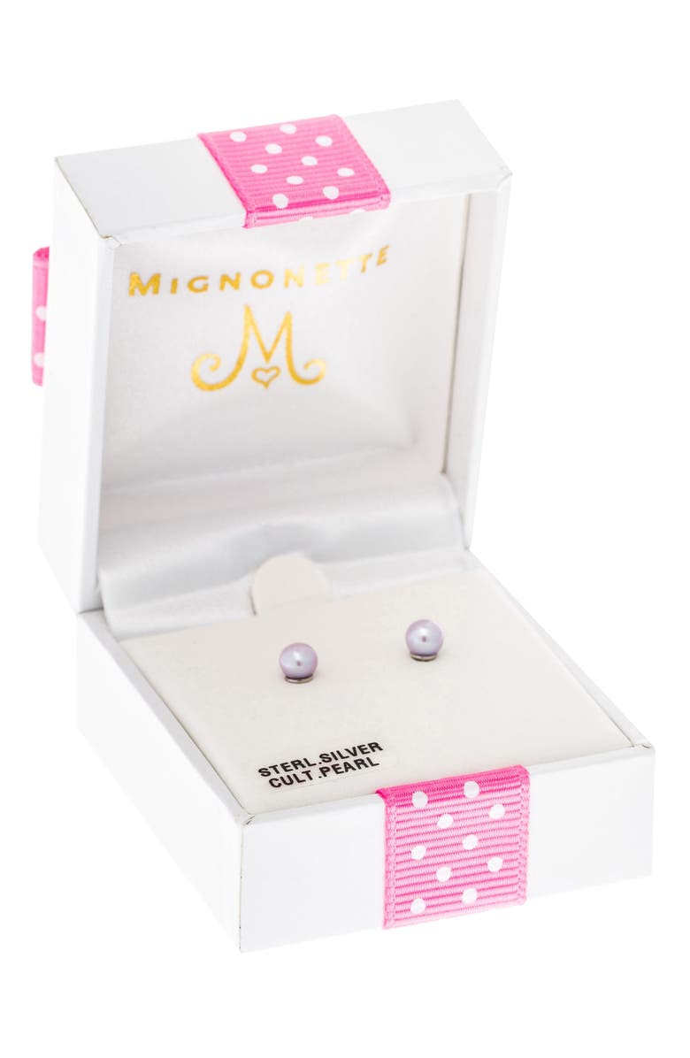 Mignonette Sterling Silver & Cultured Pearl Earrings, Alternate, color, Purple