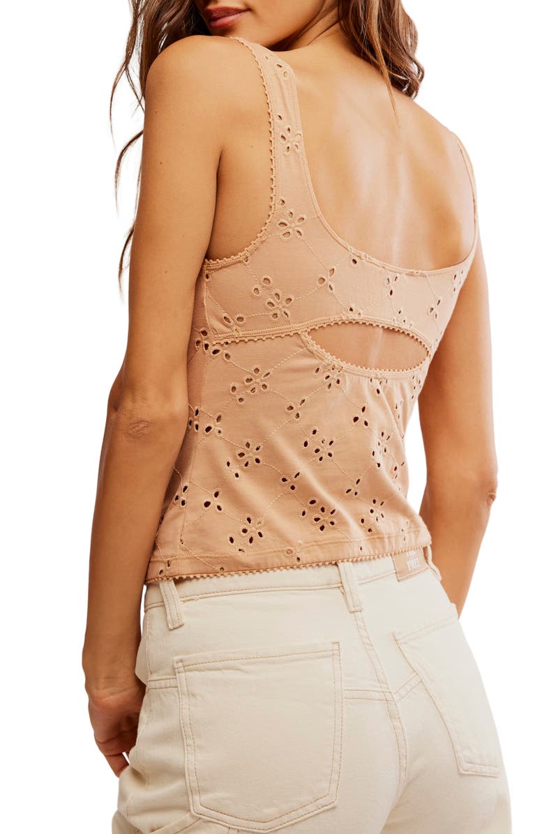 Free People Full Bloom Eyelet Knit Camisole, Alternate, color, Brioche