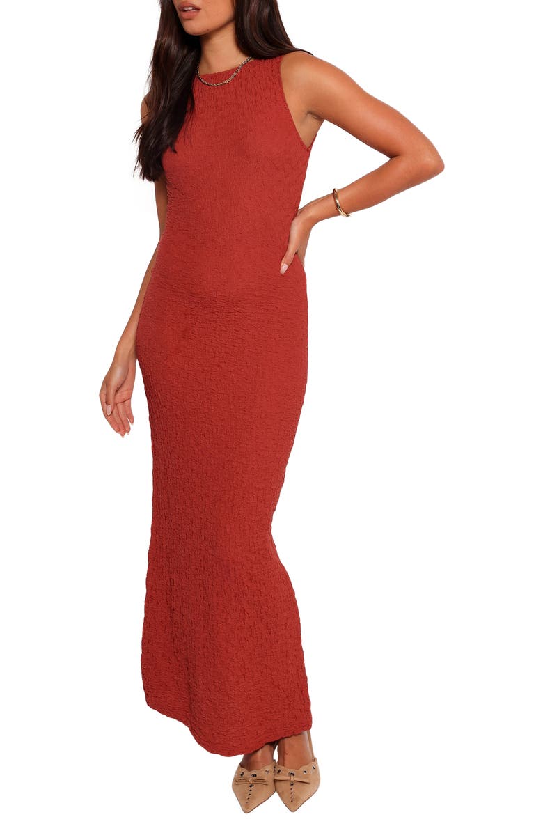 Petal & Pup Clark Texture Sleeveless Maxi Dress, Main, color, Red