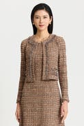 Ming Wang Eyelash Tweed Knit Jacket