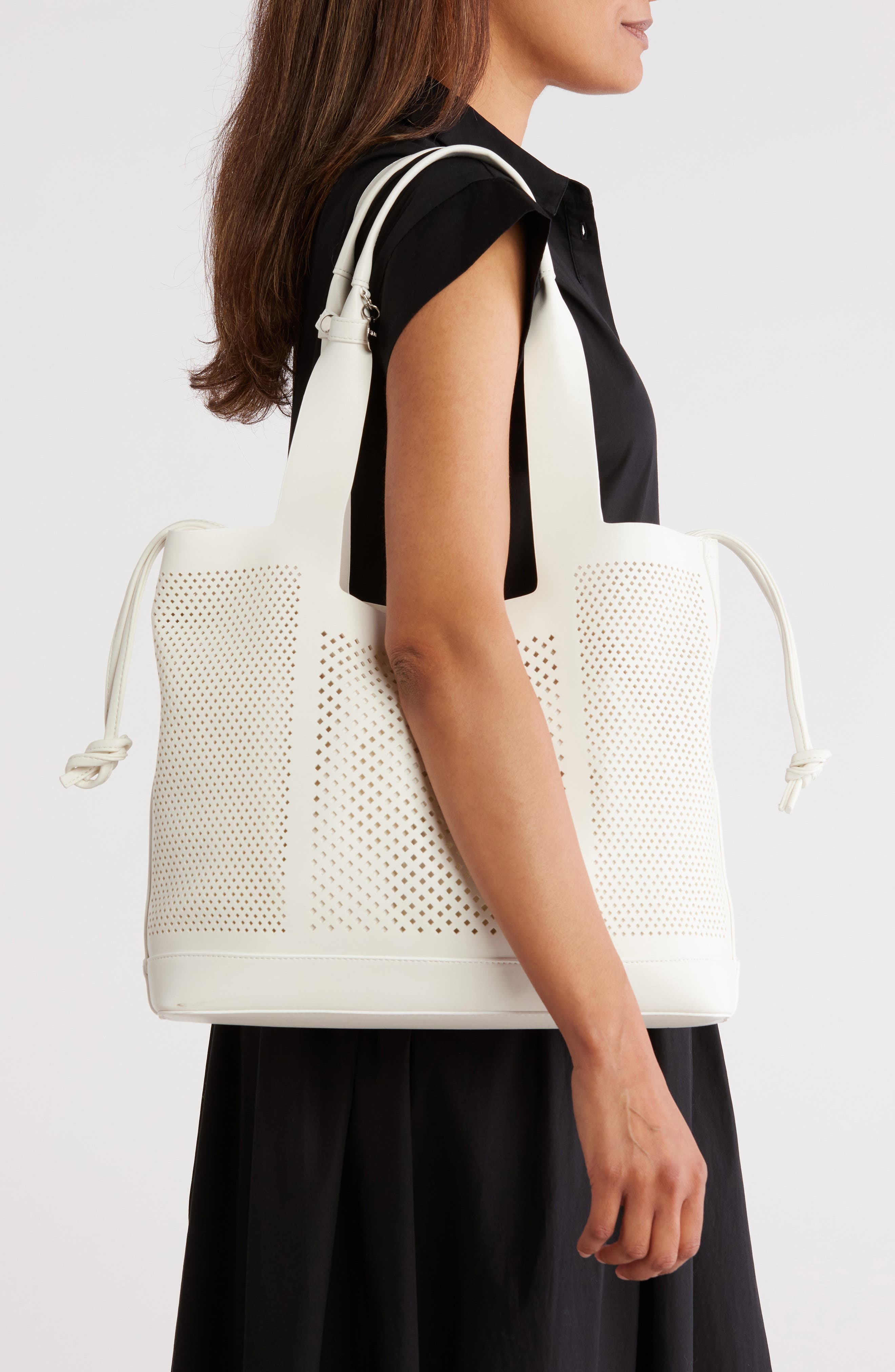 Steve Madden Baxis Perforated Tote Bag, Alternate, color, White