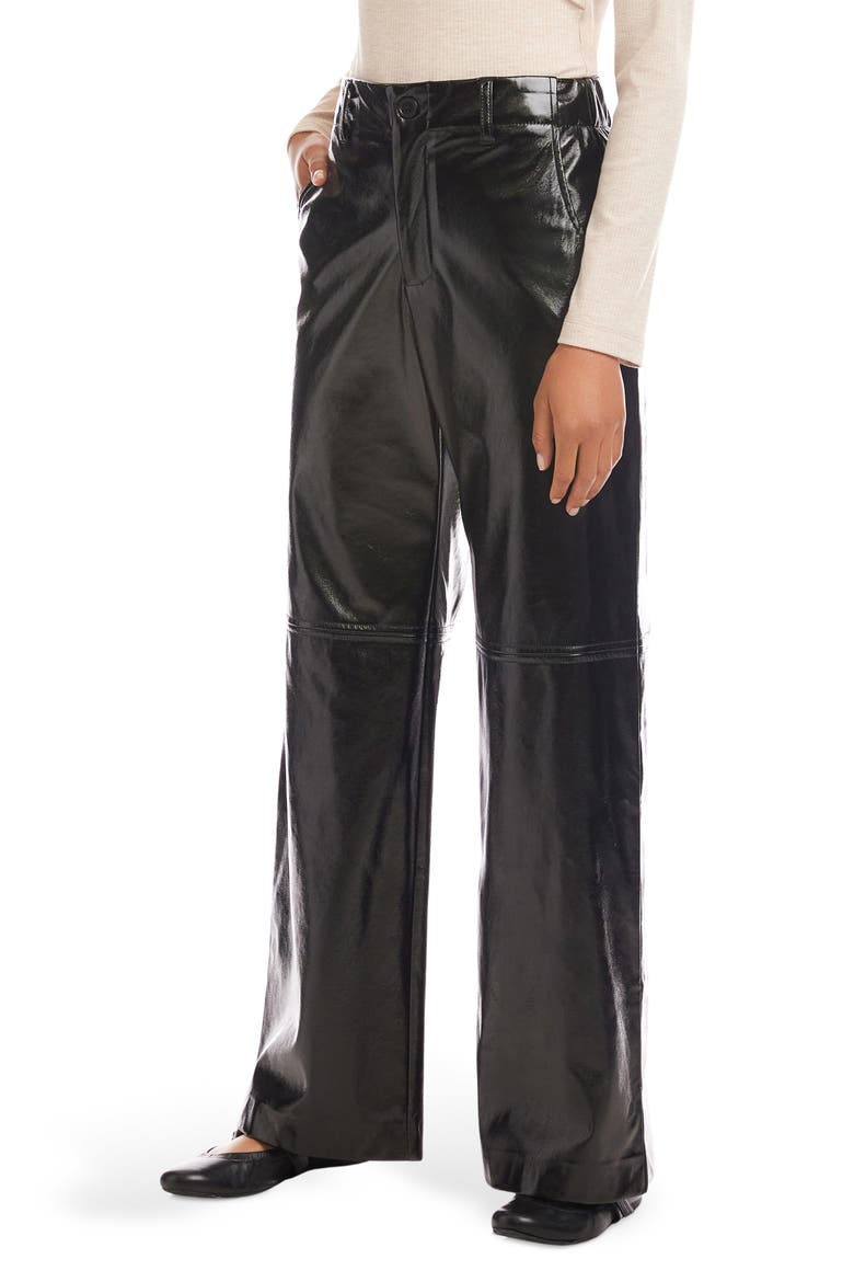 Lara Faux Leather Wide Leg Pants, Alternate, color, BLACK