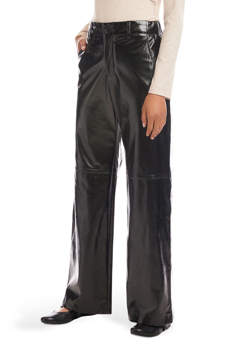FIFTEEN TWENTY Lara Faux Leather Wide Leg Pants, Alternate, color, Black