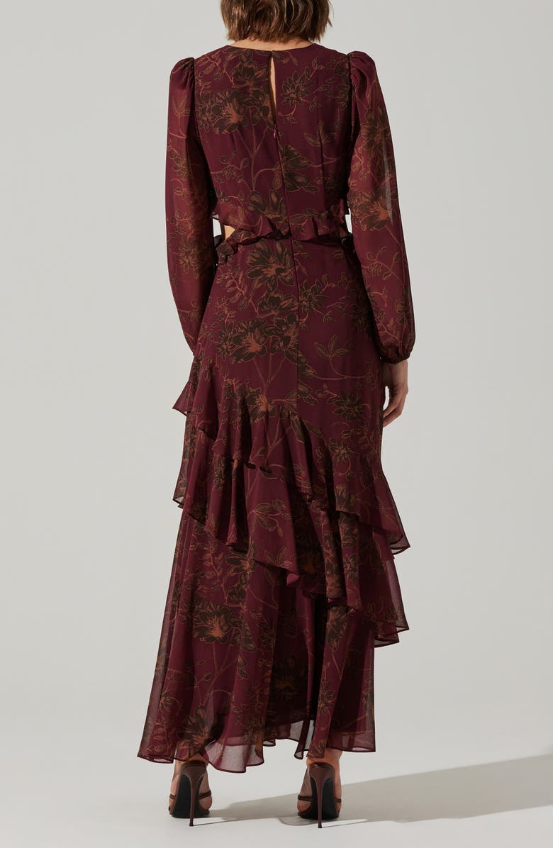 ASTR the Label Biella Cutout Ruffle Long Sleeve Cocktail Dress, Alternate, color, 