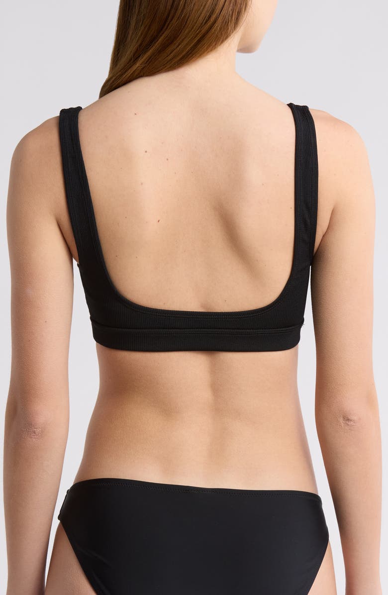 Topshop Crop Rib Bikini Top, Alternate, color, Black