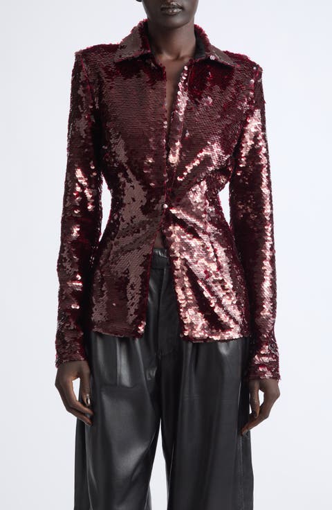 Sequin Button Down Shirt
