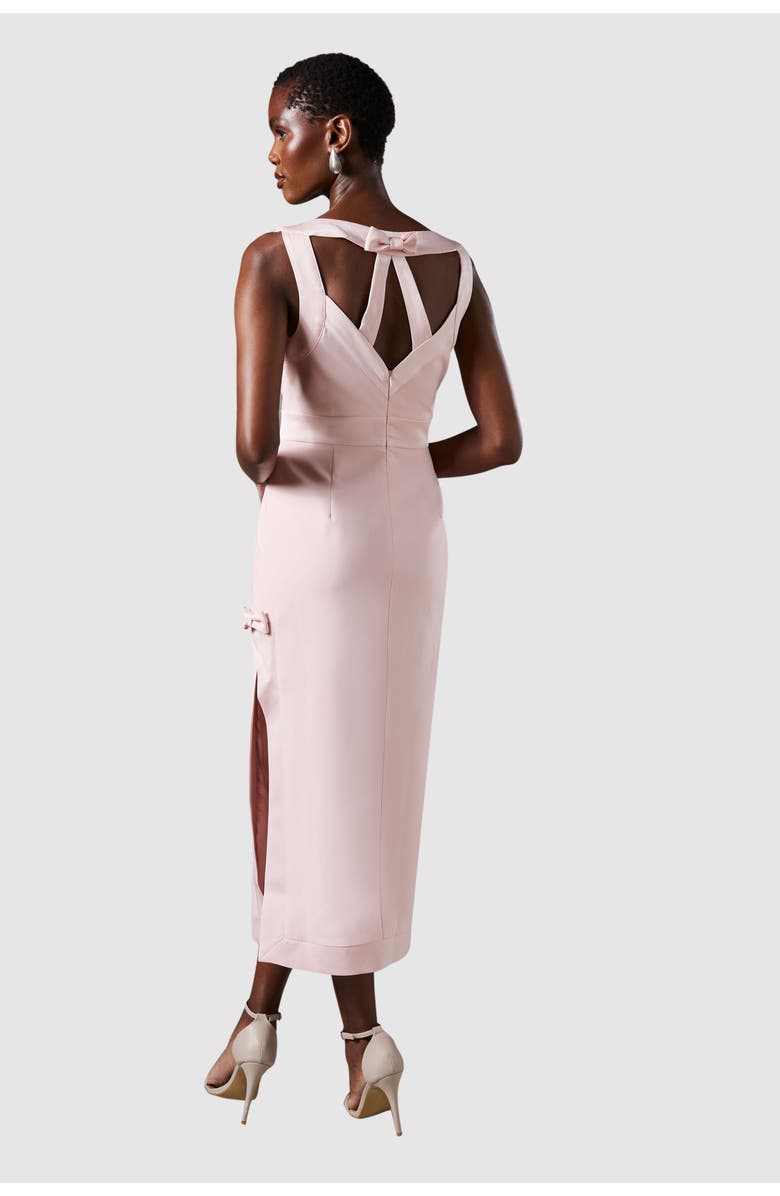 Coast Bow Detail Round Neck Midaxi Dress, Alternate, color, Pink