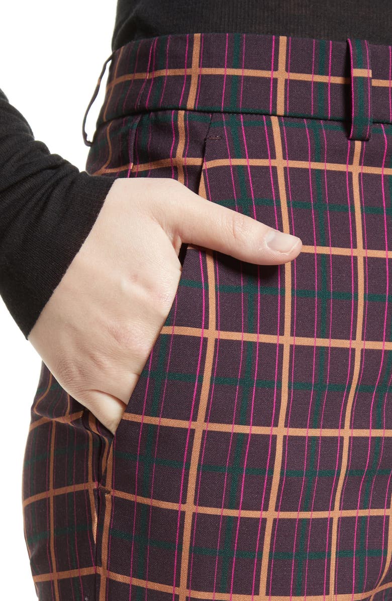 Theory York Plaid Cuffed Crop Pants, Alternate, color,