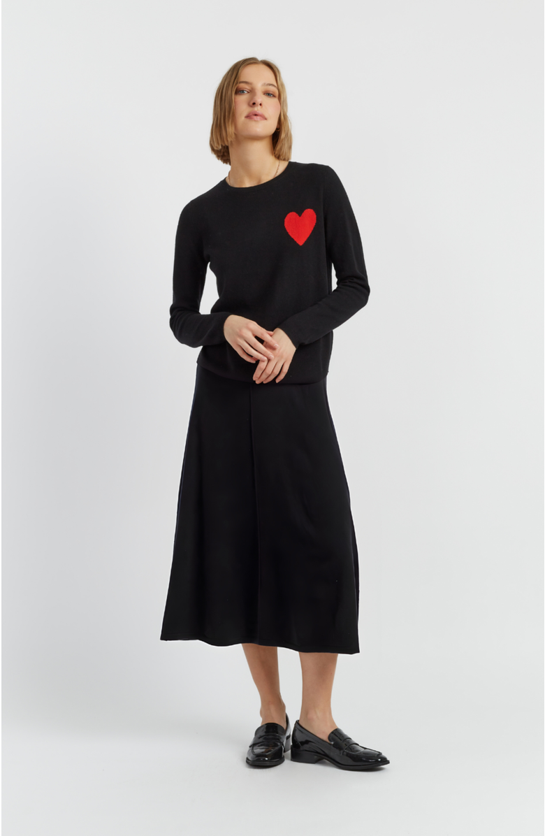 Chinti & Parker Breton Heart Wool & Cashmere Sweater, Alternate, color, Black
