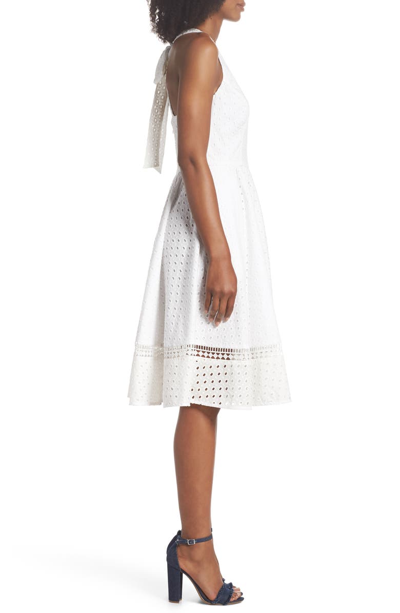 Eliza J Bow Back Eyelet Sundress, Alternate, color, 