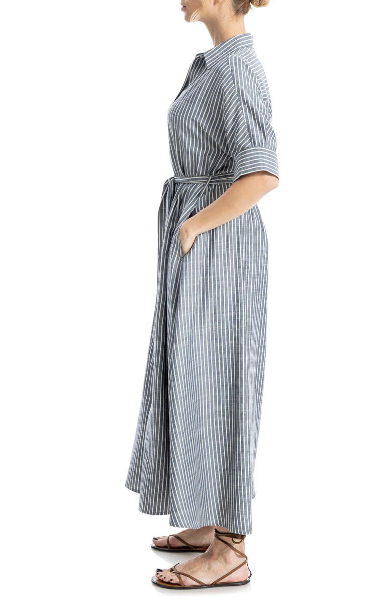 MAX STUDIO Stripe Short Sleeve Maxi Shirtdress, Alternate, color, Indigo/Ivory Alt Stripe