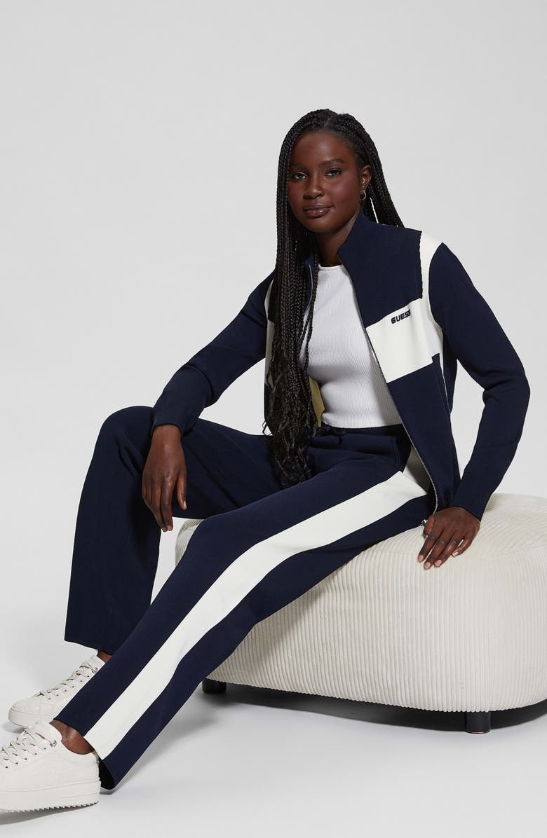 GUESS Michela Colorblock Zip Cardigan, Alternate, color, 