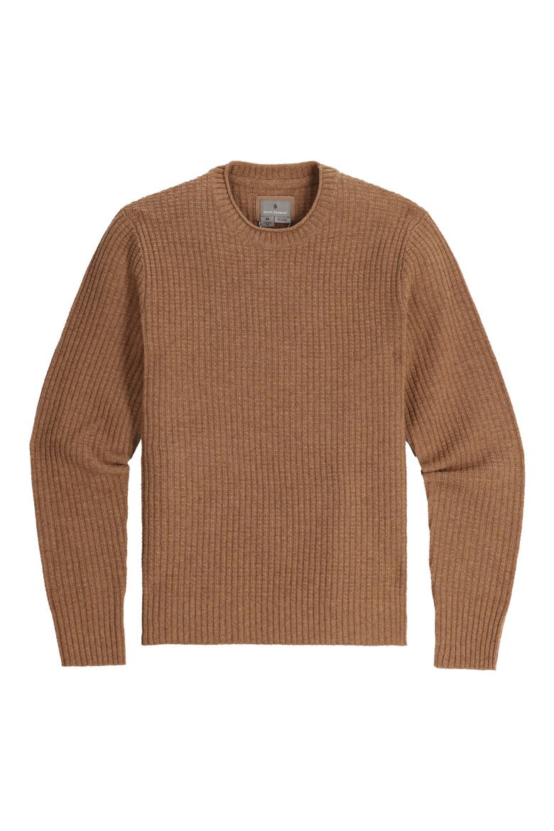 Rockcraft Waffle Knit Merino Wool Crewneck Sweater, Main, color, TAWNY HEATHER