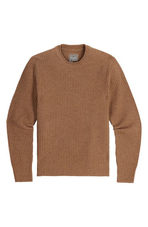 Rockcraft Waffle Knit Merino Wool Crewneck Sweater
