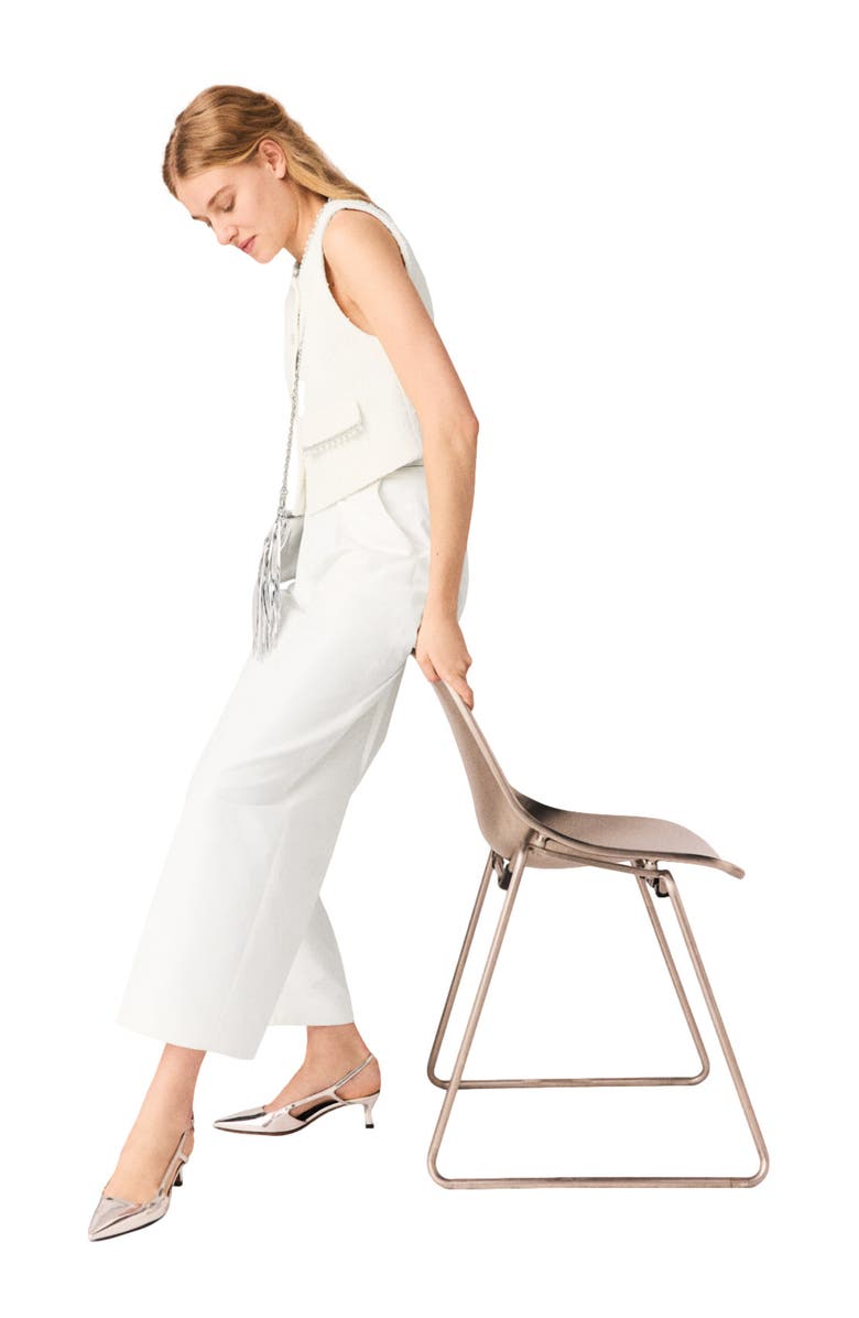 maje Balloon suit trousers, Alternate, color, White
