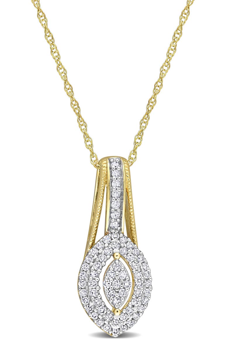 Diamond Double Halo Pendant Necklace - 0.24ct., Main, color, GOLD