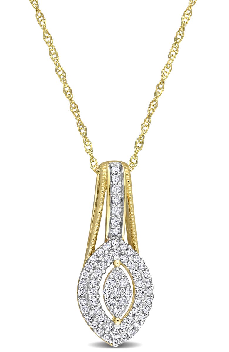 DELMAR Diamond Double Halo Pendant Necklace - 0.24ct., Main, color, Gold