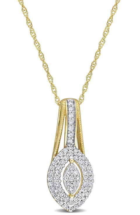 Diamond Double Halo Pendant Necklace - 0.24ct.